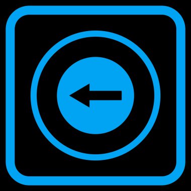 Sol ok vektör simgesi bir çerçeve içinde yuvarlak