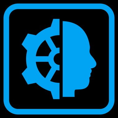 Cyborg dişli vektör simgesi bir çerçeve içinde