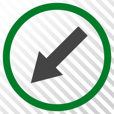 Yuvarlak aşağı sol ok vektör simgesi