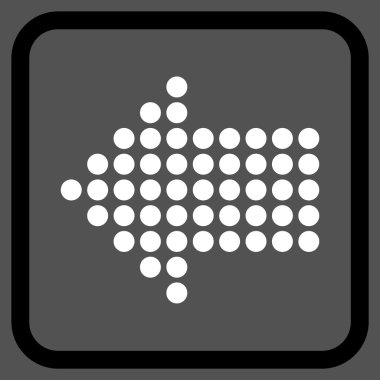 Noktalı ok sol vektör simgesi bir çerçeve içinde