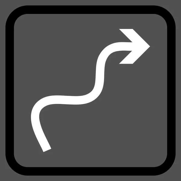 Kurvenpfeil-Vektor-Symbol in einem Rahmen — Stockvektor