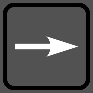 Keskin ok doğru vektör simgesi bir çerçeve içinde