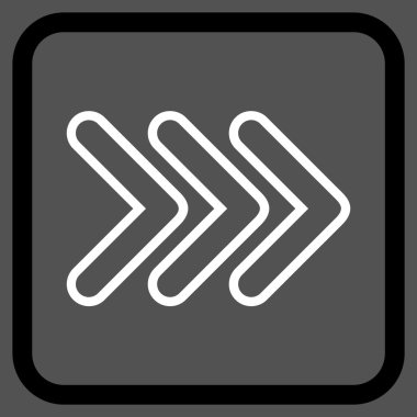 İşaretçi doğru vektör simgesi bir çerçeve içinde üçlü