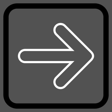 Yuvarlak ok doğru vektör simgesi bir çerçeve içinde