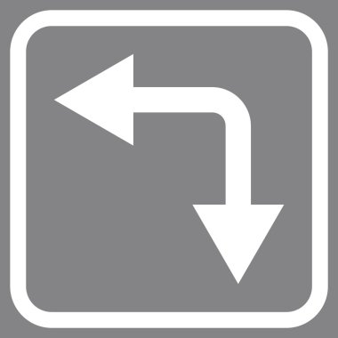 Vektör simgesi bir çerçeve içinde aşağı sol çatallanma ok