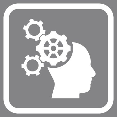 Beyin mekanik vektör simgesi bir çerçeve içinde