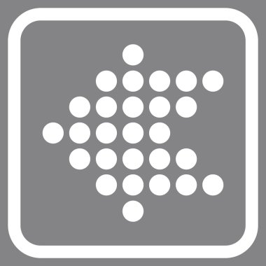 Noktalı ok sol vektör simgesi bir çerçeve içinde