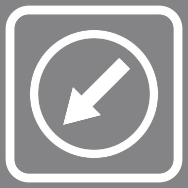 Aşağı sol yuvarlak ok vektör simgesi bir çerçeve içinde