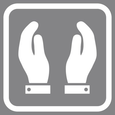 Bakım el vektör simgesi bir çerçeve içinde