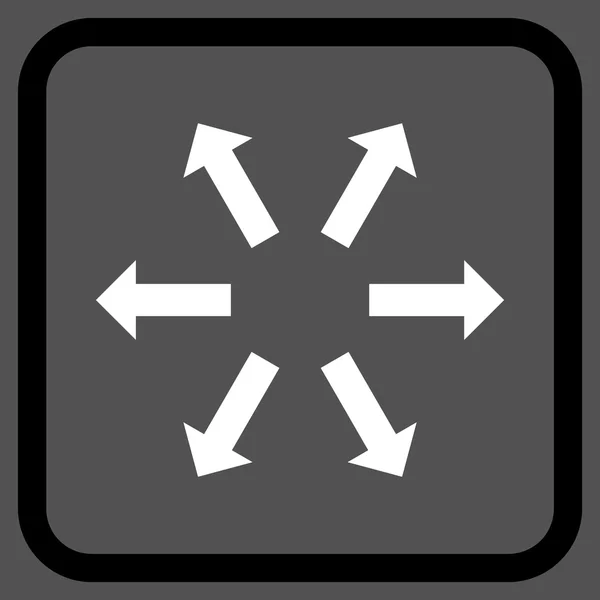 Icône vectorielle de flèches radiales dans un cadre — Image vectorielle