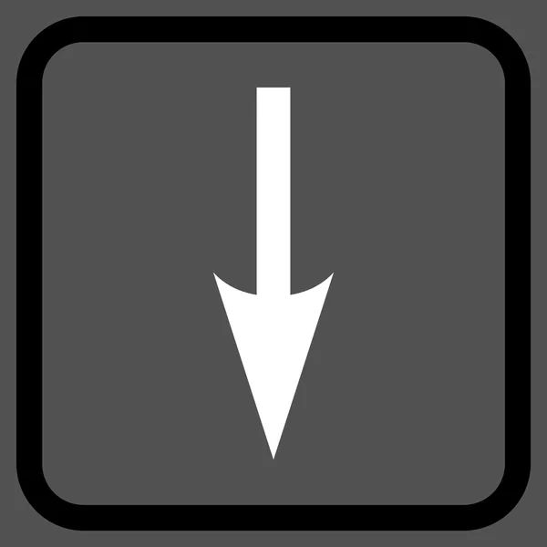 Seta afiada para baixo ícone do vetor em um quadro — Vetor de Stock