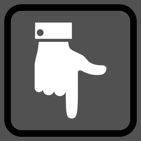 Puntero de mano hacia abajo icono del vector en un marco — Archivo Imágenes Vectoriales
