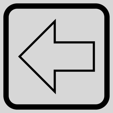 Ok sol vektör simgesi bir çerçeve içinde