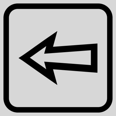 Ok sol vektör simgesi bir çerçeve içinde