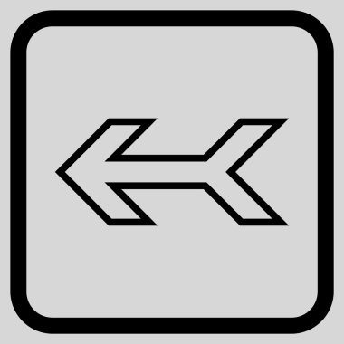 Ok sol vektör simgesi bir çerçeve içinde