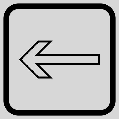 Ok sol vektör simgesi bir çerçeve içinde