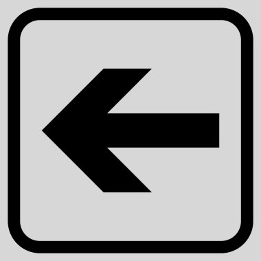 Ok sol vektör simgesi bir çerçeve içinde