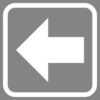 Ok sol vektör simgesi bir çerçeve içinde