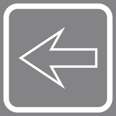 Ok sol vektör simgesi bir çerçeve içinde