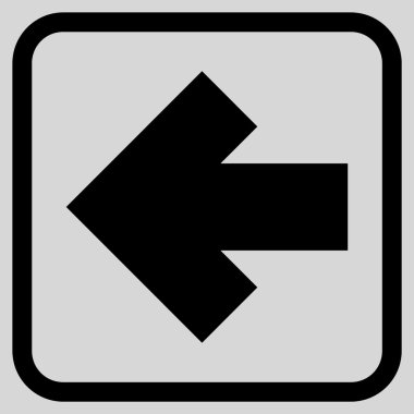 Ok sol vektör simgesi bir çerçeve içinde