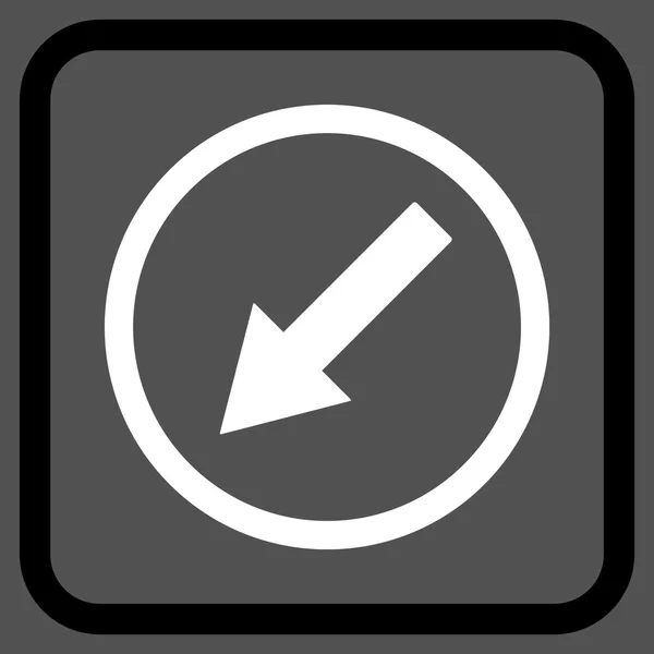 Ícone de vetor de seta arredondado para baixo-esquerda em um quadro — Vetor de Stock