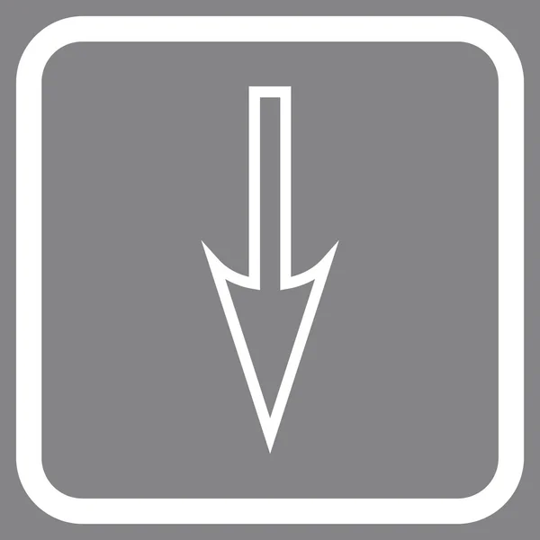 Seta afiada para baixo ícone do vetor em um quadro — Vetor de Stock