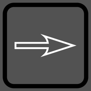 Keskin ok doğru vektör simgesi bir çerçeve içinde