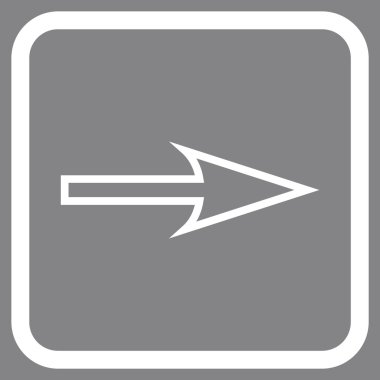 Keskin ok doğru vektör simgesi bir çerçeve içinde