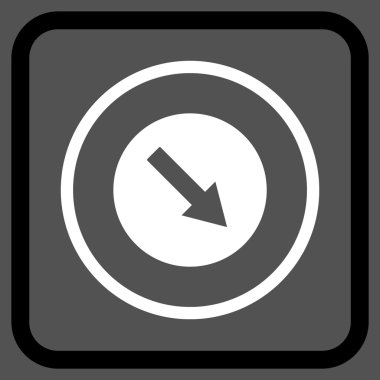 Aşağı doğru yuvarlak ok vektör simgesi bir çerçeve içinde