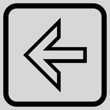 Ok sol vektör simgesi bir çerçeve içinde