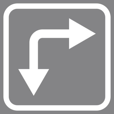 Vektör simgesi bir çerçeve içinde aşağı doğru çatallanma ok