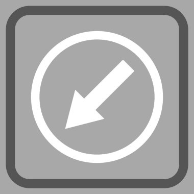Aşağı sol yuvarlak ok vektör simgesi bir çerçeve içinde