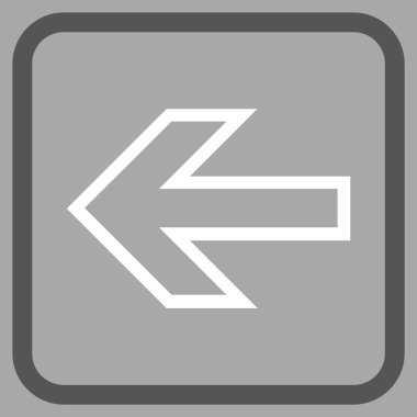 Ok sol vektör simgesi bir çerçeve içinde