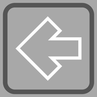 Ok sol vektör simgesi bir çerçeve içinde