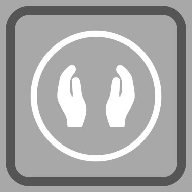 Bakım el vektör simgesi bir çerçeve içinde