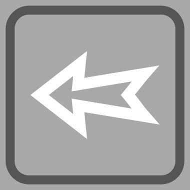 Ok sol vektör simgesi bir çerçeve içinde