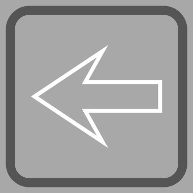 Ok sol vektör simgesi bir çerçeve içinde