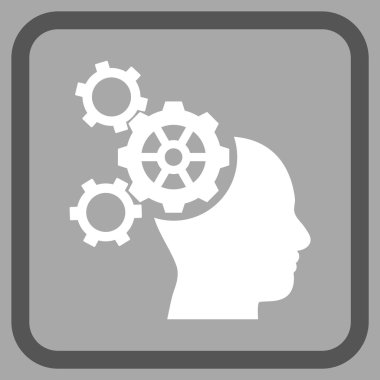 Beyin mekanik vektör simgesi bir çerçeve içinde