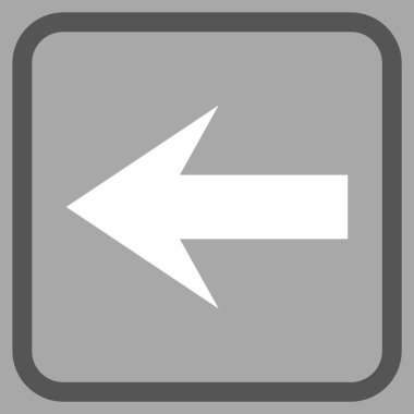 Ok sol vektör simgesi bir çerçeve içinde