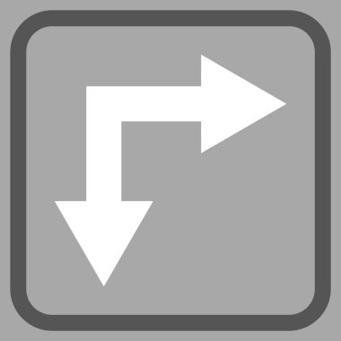 Vektör simgesi bir çerçeve içinde aşağı doğru çatallanma ok