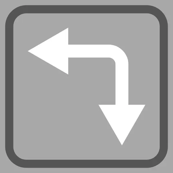 Flèche de bifurcation Icône vectorielle gauche vers le bas dans un cadre — Image vectorielle