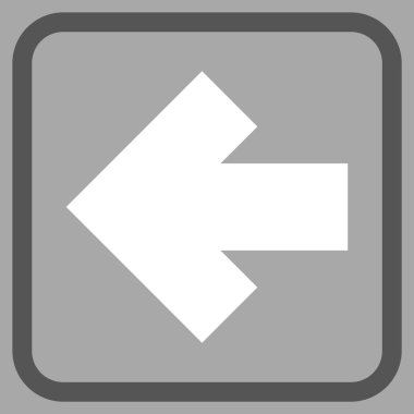 Ok sol vektör simgesi bir çerçeve içinde