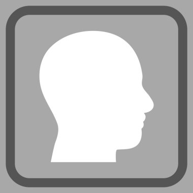 Kafa vektör simgesi bir çerçeve içinde profil