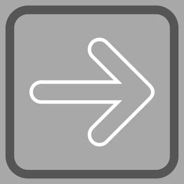 Flèche arrondie Icône vectorielle droite dans un cadre — Image vectorielle
