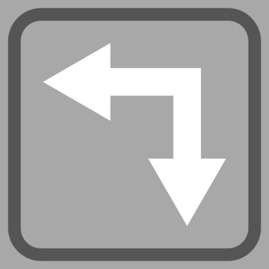 Vektör simgesi bir çerçeve içinde aşağı sol çatallanma ok