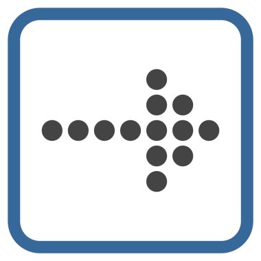 Noktalı ok doğru vektör simgesi bir çerçeve içinde