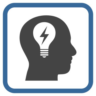 Kafası ampul vektör simgesi bir çerçeve içinde