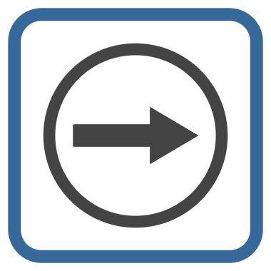 Sağ ok vektör simgesi bir çerçeve içinde yuvarlak