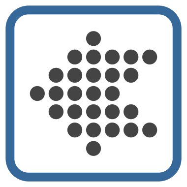 Noktalı ok sol vektör simgesi bir çerçeve içinde