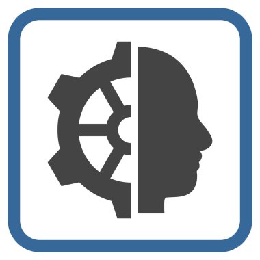 Cyborg dişli vektör simgesi bir çerçeve içinde